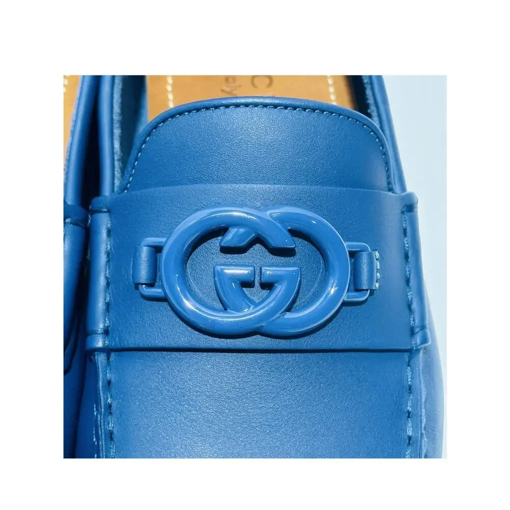 NIB Gucci GG Interlocking G Loafer G 8 US 8.5 Blue Driver moccasins Shoes